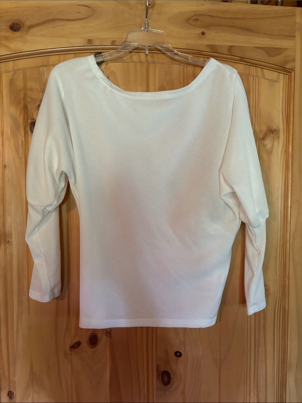 Women’s White Long Sleeve Lightweight Boatneck Top